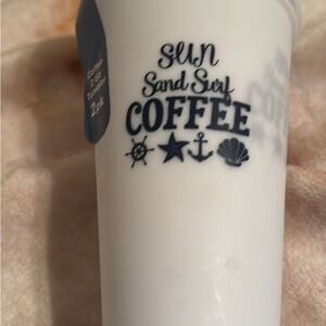 White Coffee Tumbler with Nautical Design